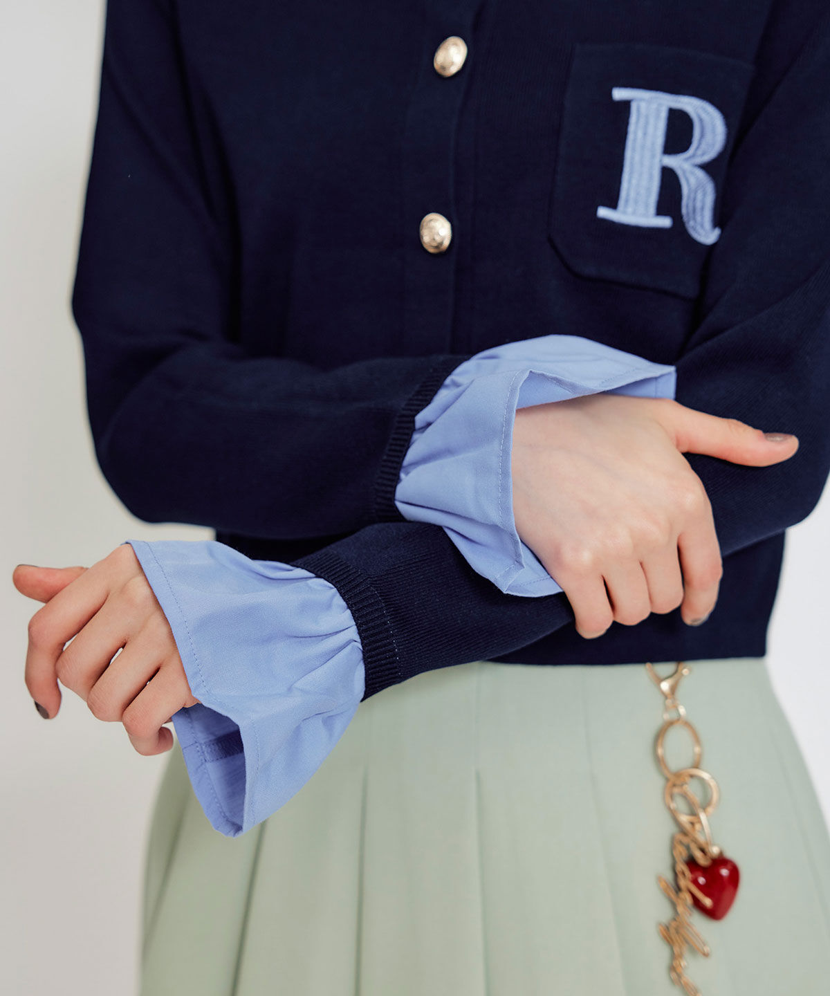 REDYAZEL「Rフリルレイヤードニットカーディガン」|カーディガン|