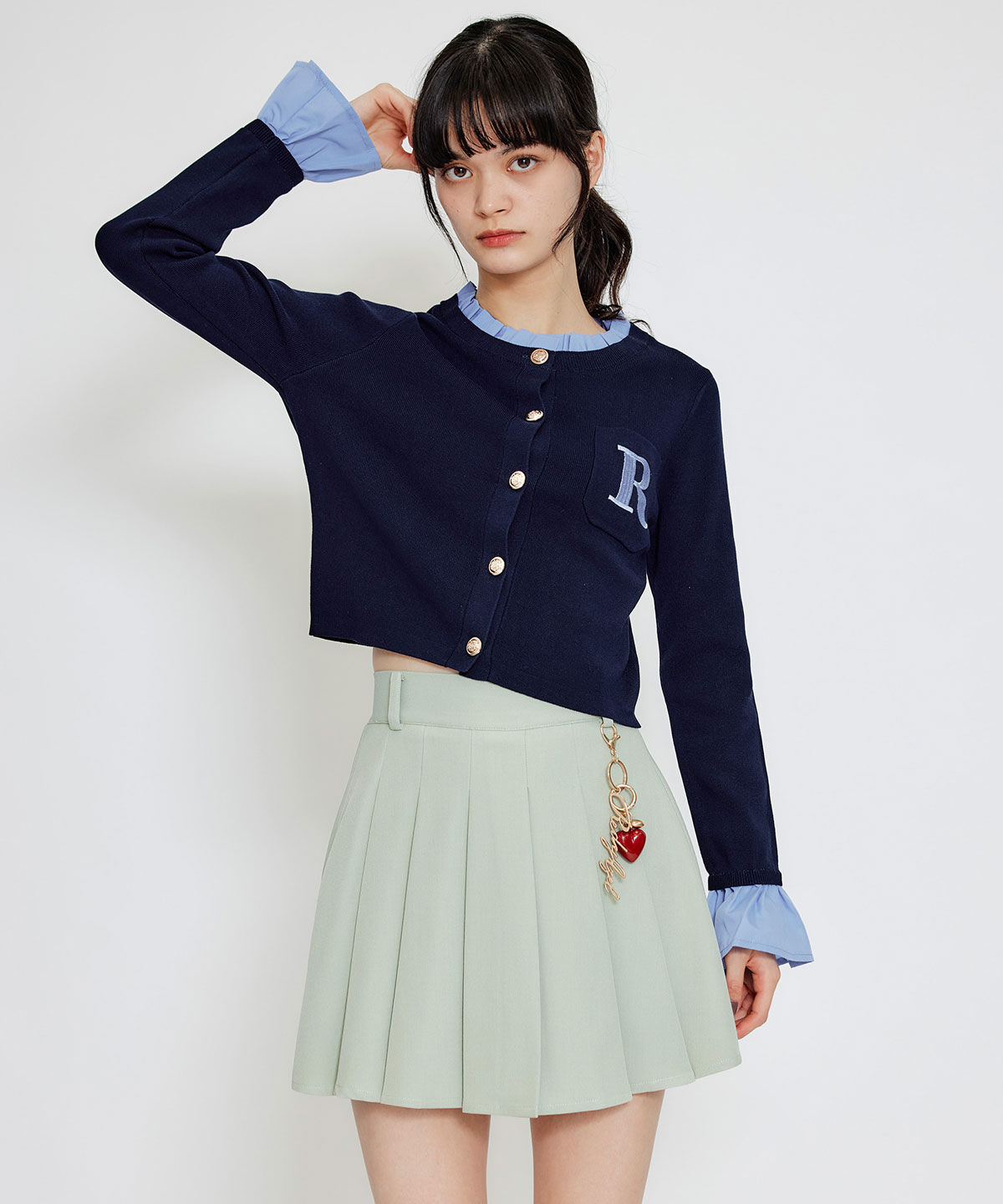 REDYAZEL「Rフリルレイヤードニットカーディガン」|カーディガン|