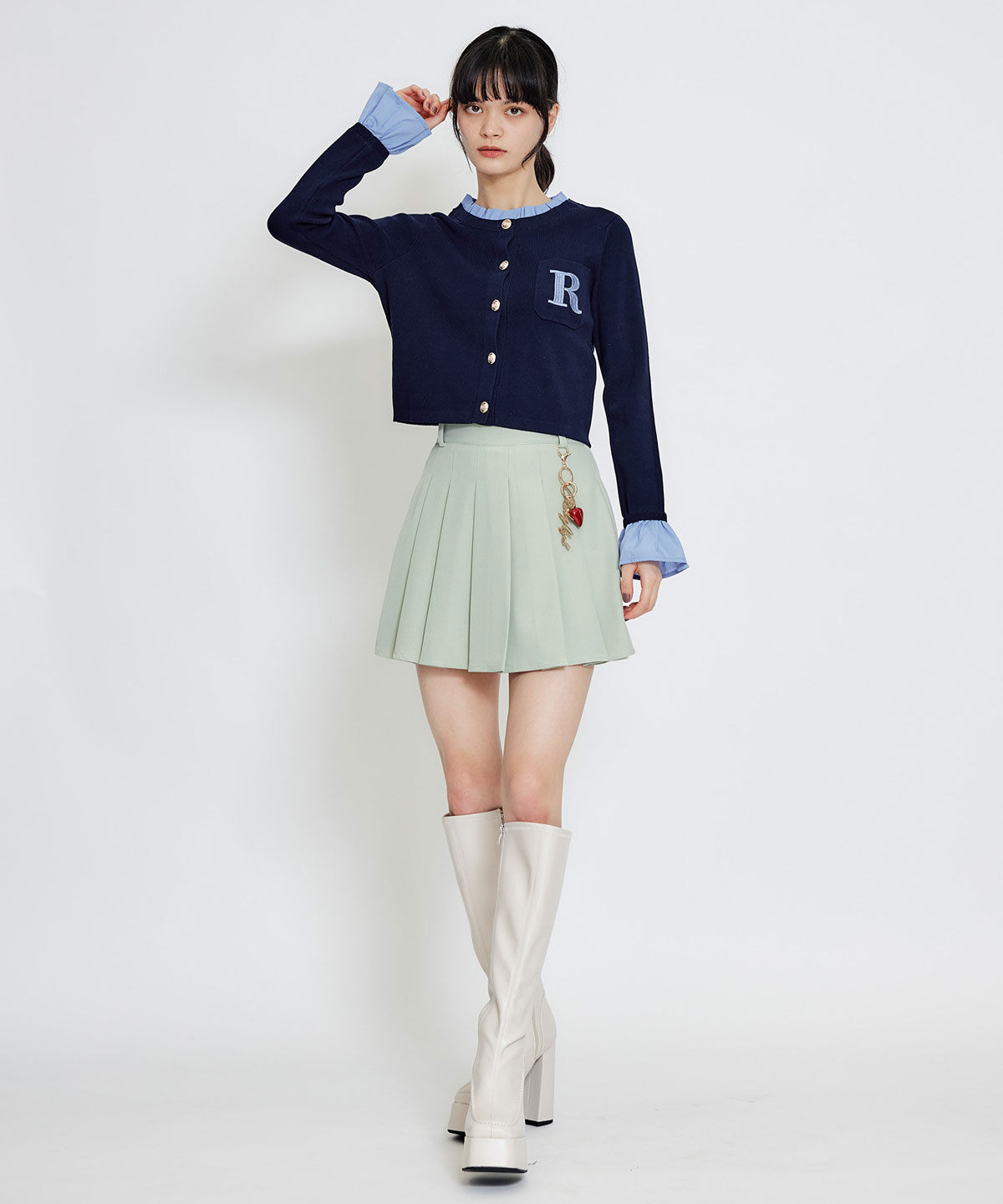 REDYAZEL「Rフリルレイヤードニットカーディガン」|カーディガン|