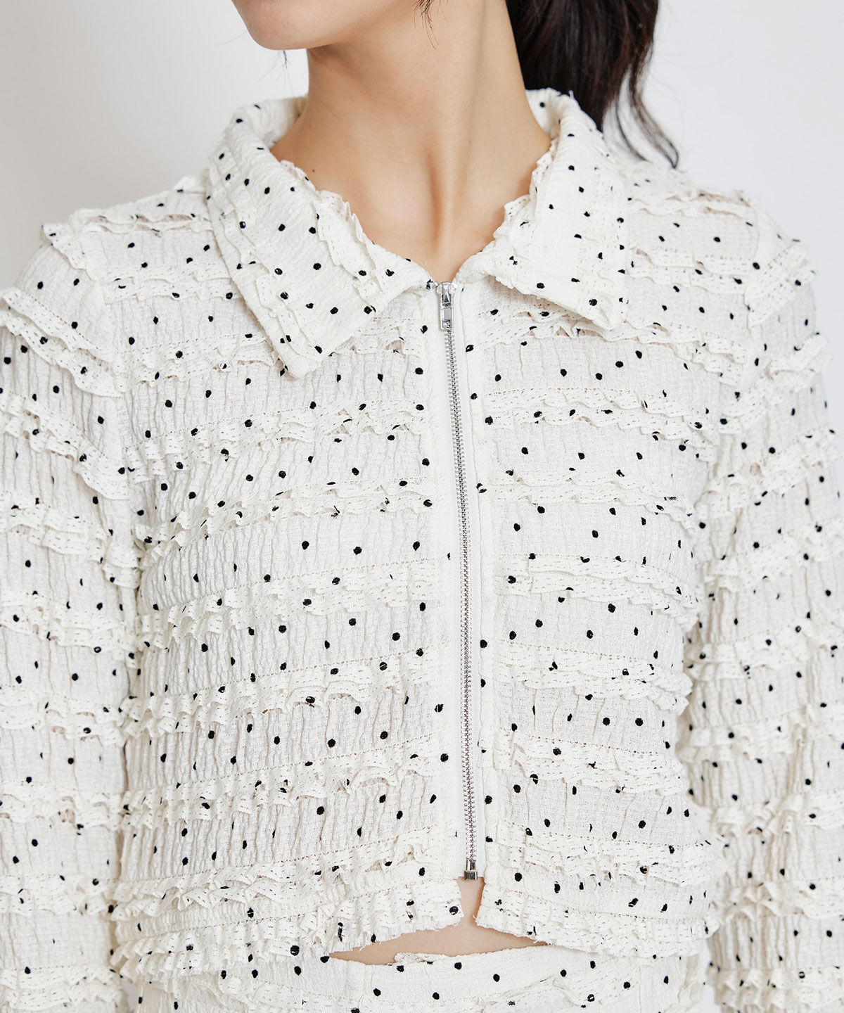 REDYAZEL「ミニフリルZIPブラウス&times;ミニフリルフレアロングスカートセットアップ」|ワンピース|