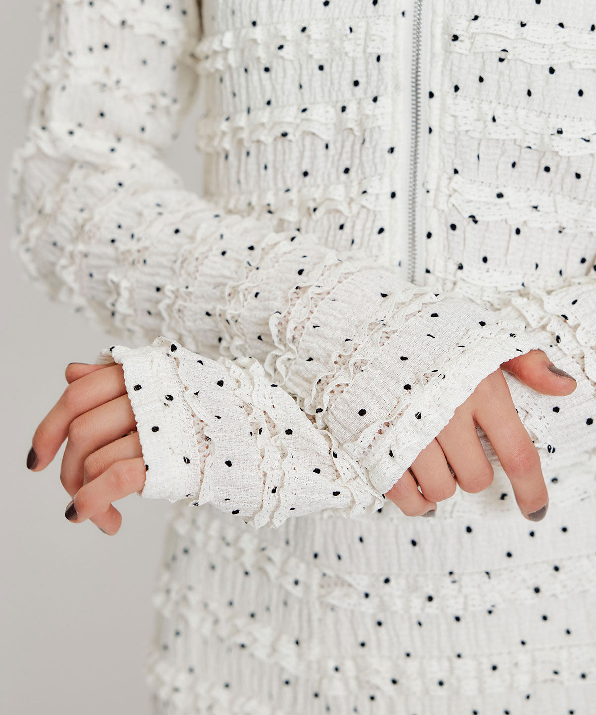 REDYAZEL「ミニフリルZIPブラウス&times;ミニフリルフレアロングスカートセットアップ」|ワンピース|