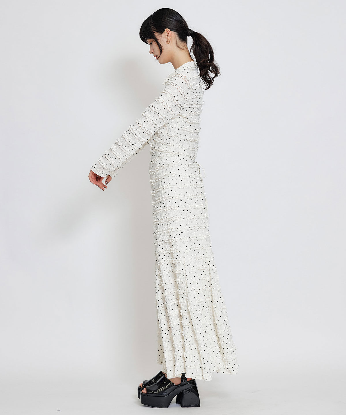 REDYAZEL「ミニフリルZIPブラウス&times;ミニフリルフレアロングスカートセットアップ」|ワンピース|