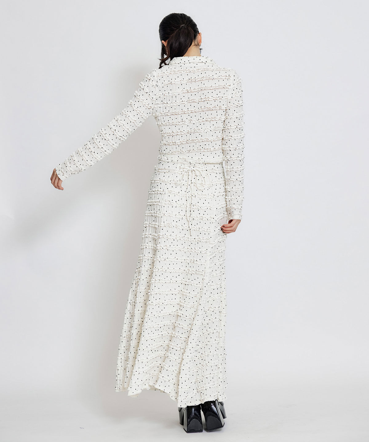 REDYAZEL「ミニフリルZIPブラウス&times;ミニフリルフレアロングスカートセットアップ」|ワンピース|