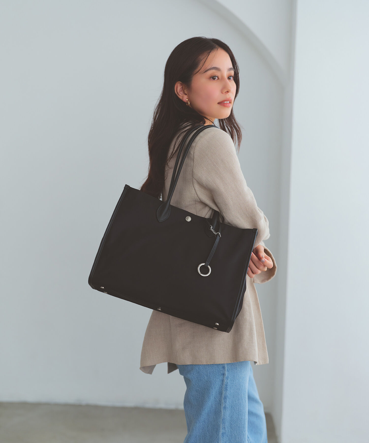 TOPKAPI BREATH「【Breath TOPKAPI】PRIM プリム ナイロン スクエア トートバッグ チャーム付き　A4/ 軽量 」|トートバッグ|