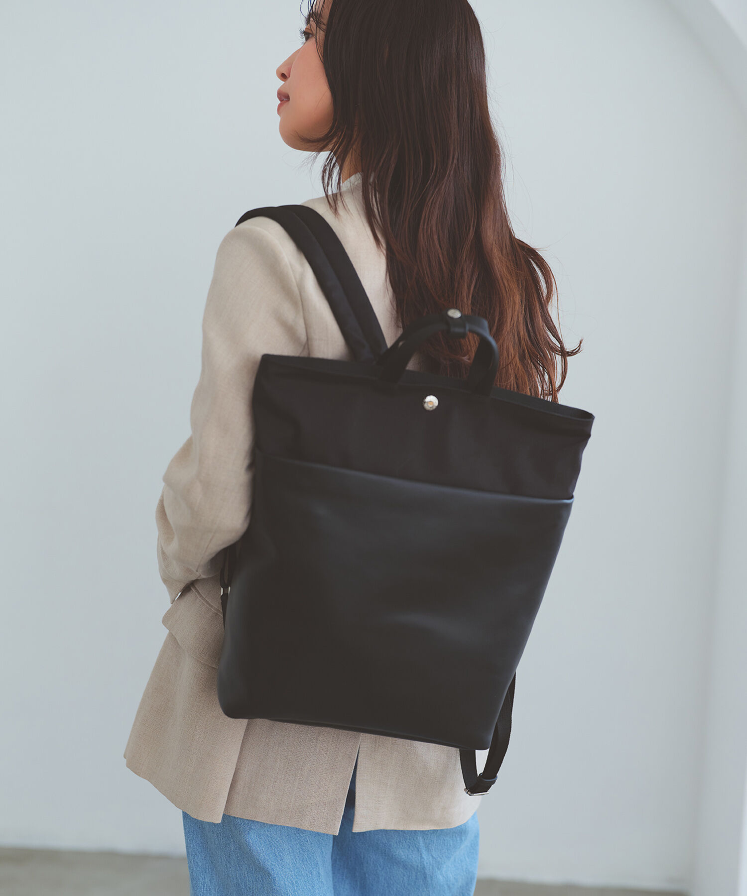 TOPKAPI BREATH「【Breath TOPKAPI】LINEA リネア レザーコンビ リュック バックパック　A4 / 軽量」|リュック|ブラック