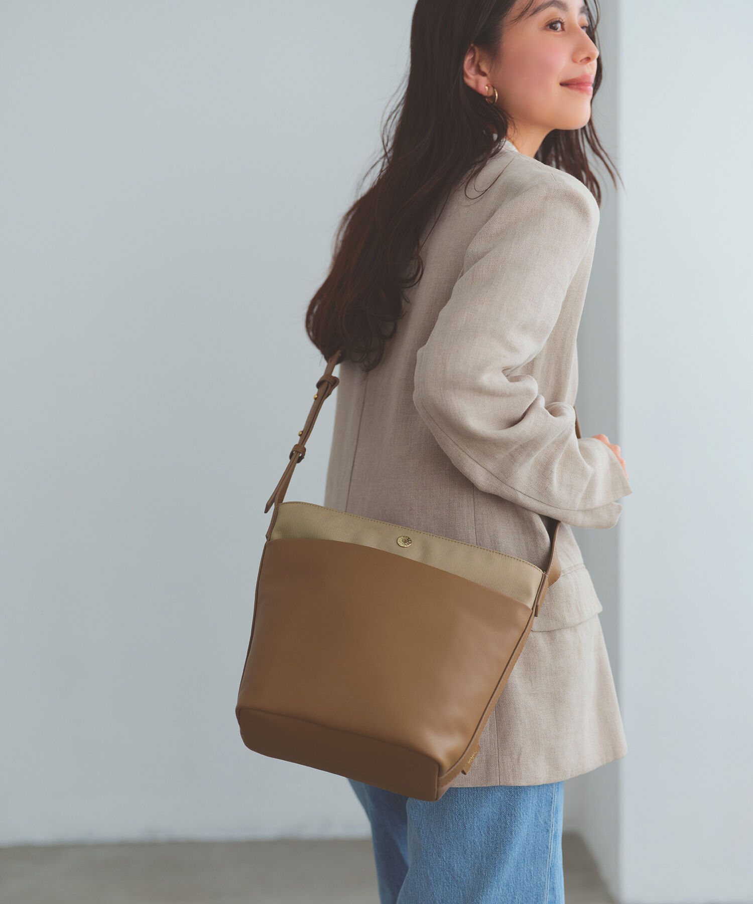 TOPKAPI BREATH「【Breath TOPKAPI】LINEA リネア レザーコンビ バケット ショルダーバッグ」|ショルダー・メッセンジャー|