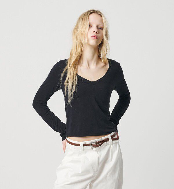 ATTISESSION「＜ATTISESSION＞Vネック ロングスリーブ トップス」|Tシャツ・カットソー|