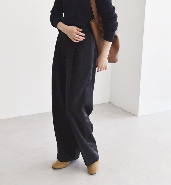 quaranciel「quaranciel:〈洗濯機可能〉サイドライン ストライプ ワイド パンツ」|スラックス|