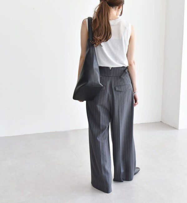 quaranciel「quaranciel:〈洗濯機可能〉ストライプ ハイウエスト ワイドパンツ」|その他|