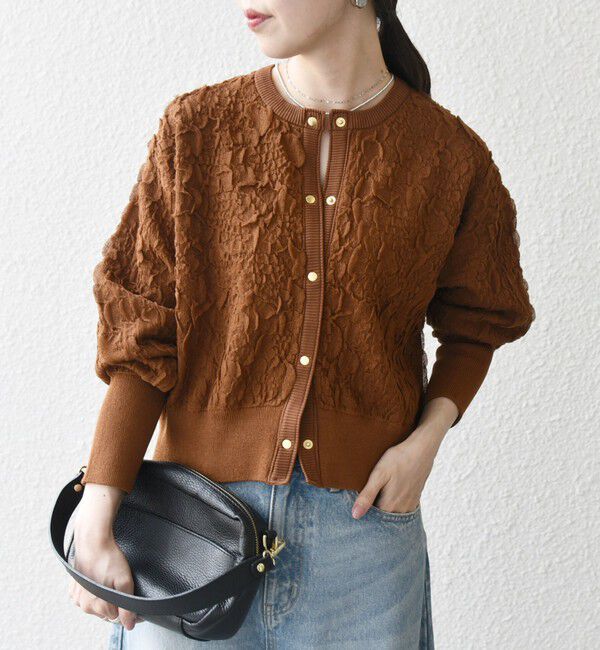 SHIPS any「【WEB限定】SHIPS any:〈手洗い可能〉ジャカード バンピー コンパクト カーディガン」|カーディガン|