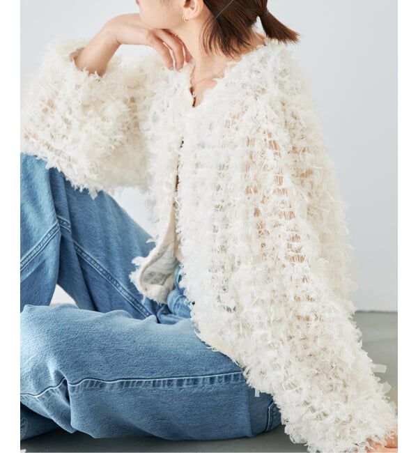 IENA「《追加予約》チュールテープ カーディガン」|カーディガン|