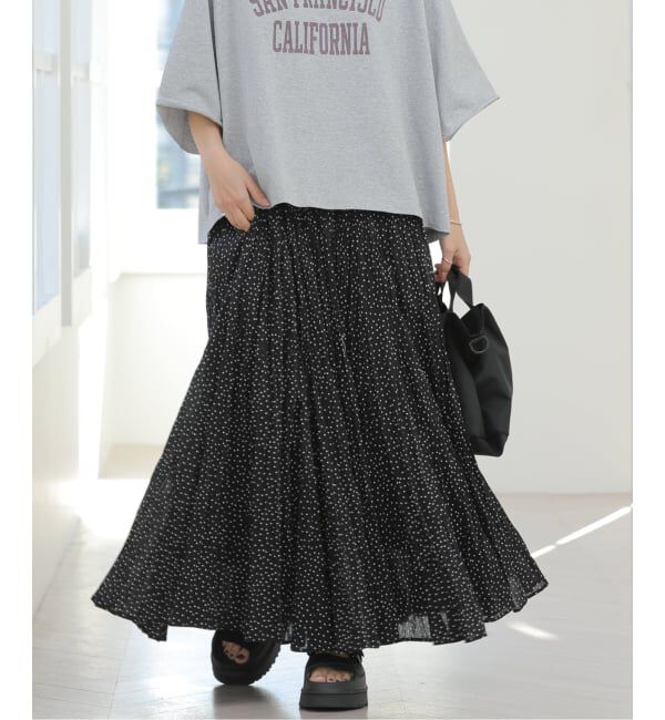 JOURNAL STANDARD relume「［26SS新作］コットンボイルクリンクルマーメイドスカート（ドット柄）」|スカート|ブラック