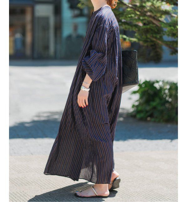 Spick and Span「HYU ストライプギャザーシャツワンピース」|ワンピース|