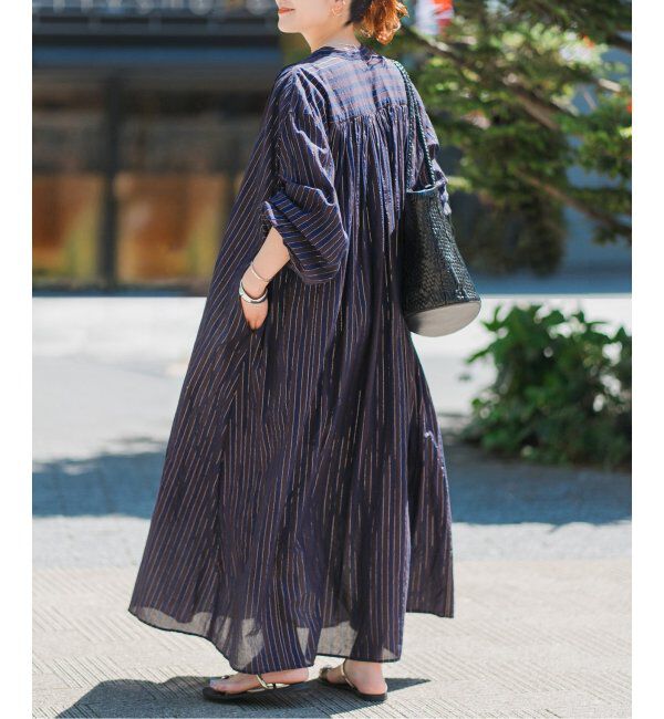 Spick and Span「HYU ストライプギャザーシャツワンピース」|ワンピース|