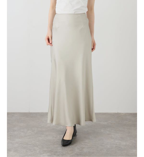  「【洗える】サテンマーメイドスカート」|スカート|グレーB