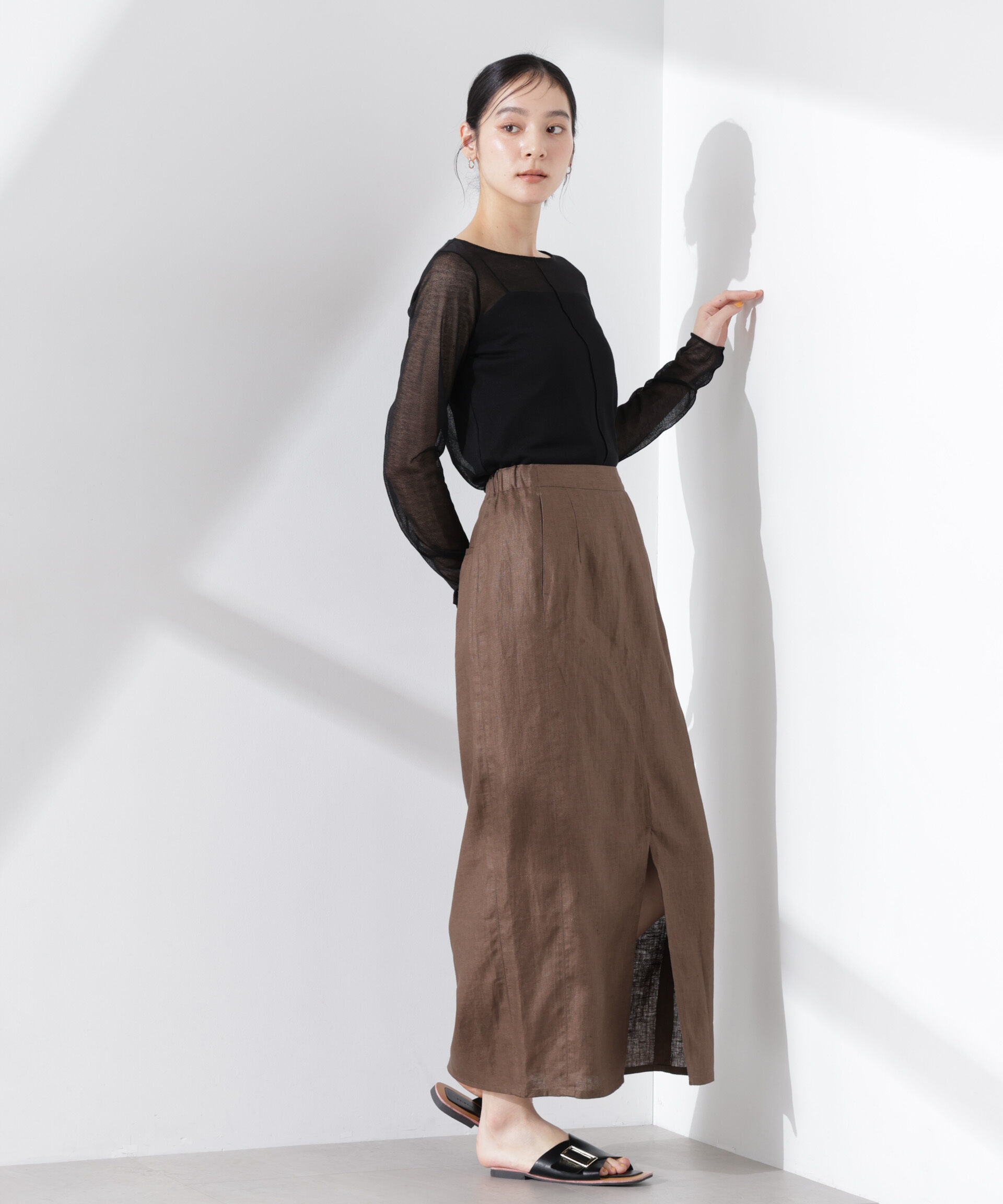 nano･universe「ヨーロピアンフラックス サイド切替Iラインスカート（セットアップ可）」|スカート|