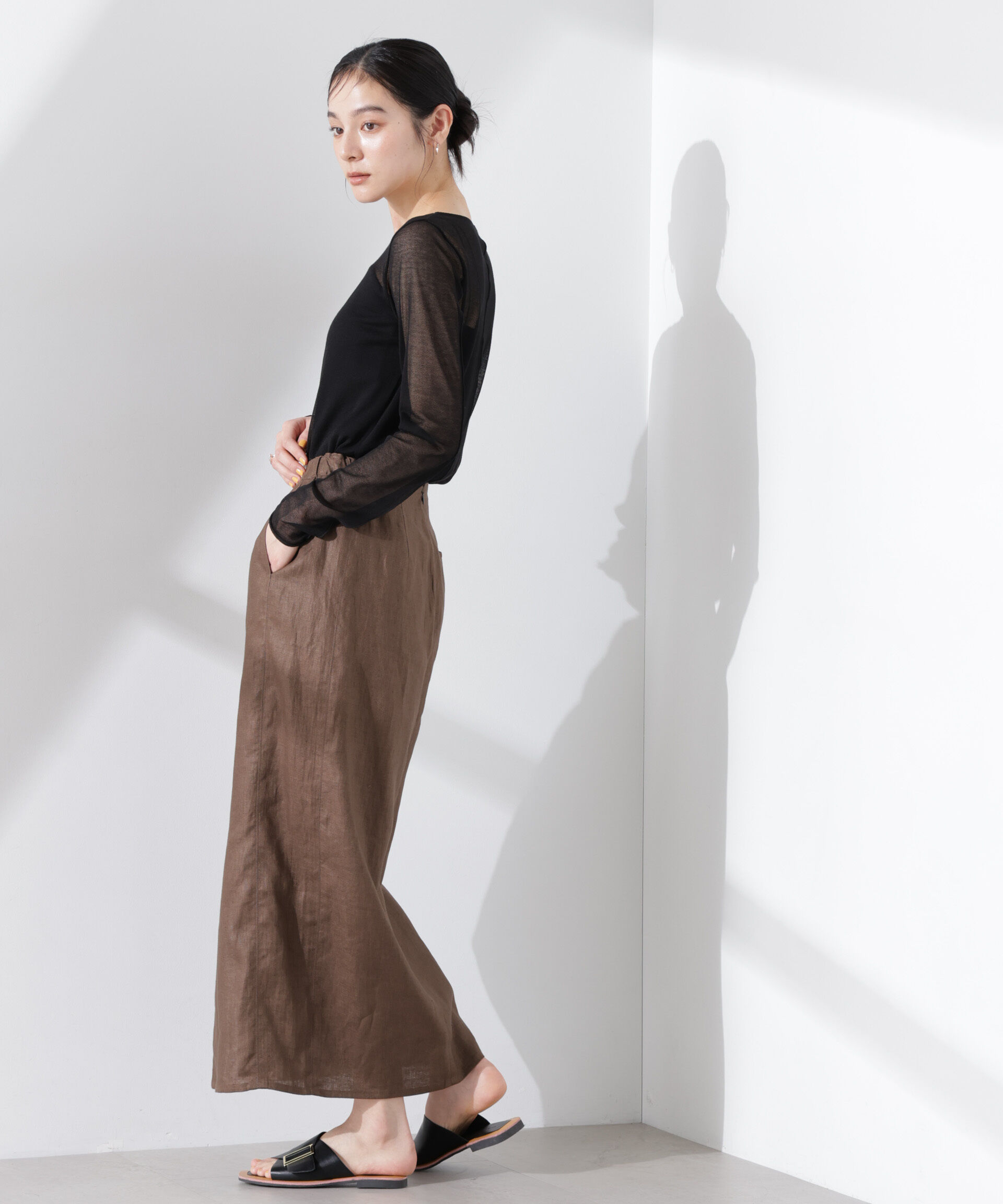 nano･universe「ヨーロピアンフラックス サイド切替Iラインスカート（セットアップ可）」|スカート|