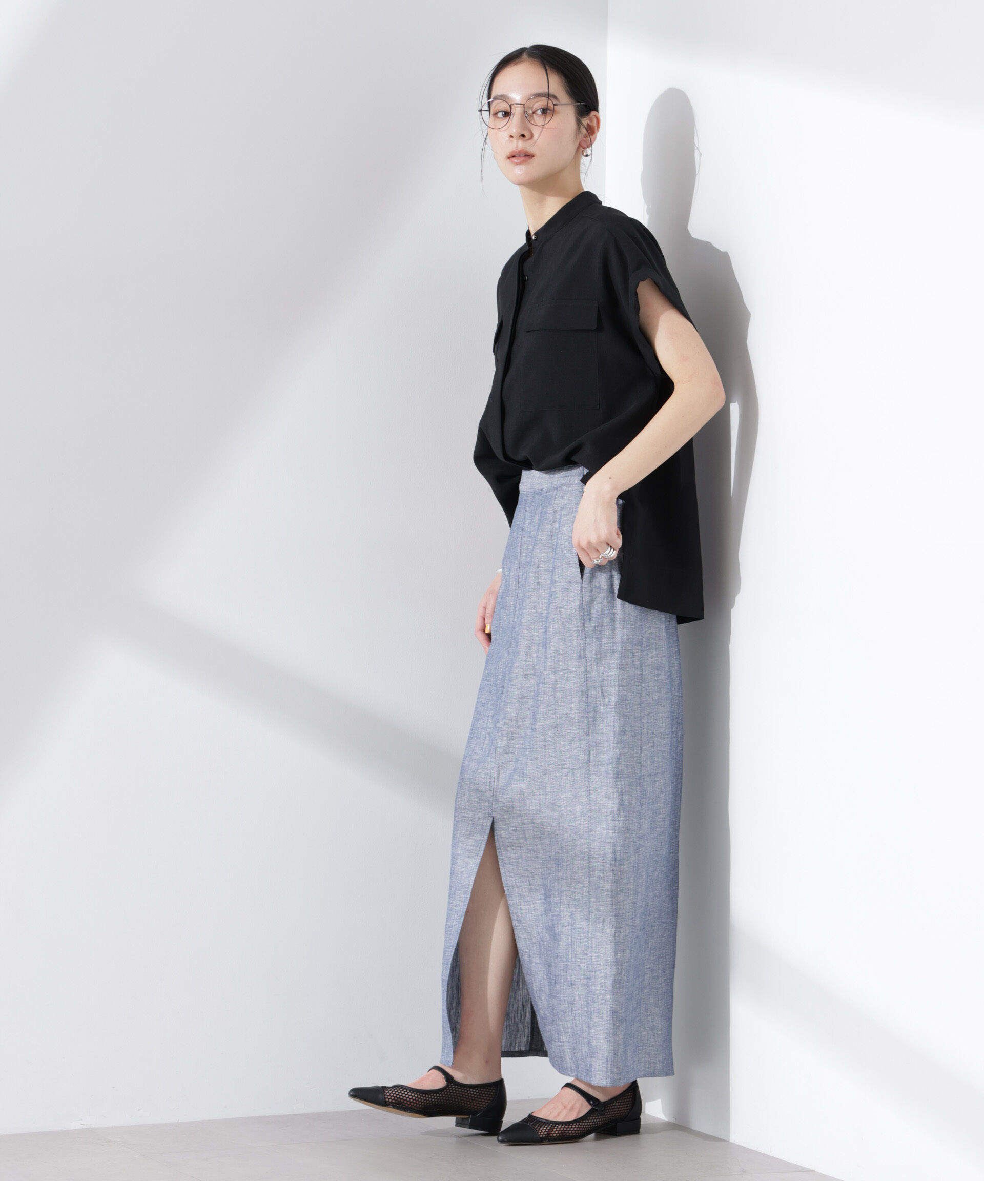 nano･universe「ヨーロピアンフラックス サイド切替Iラインスカート（セットアップ可）」|スカート|