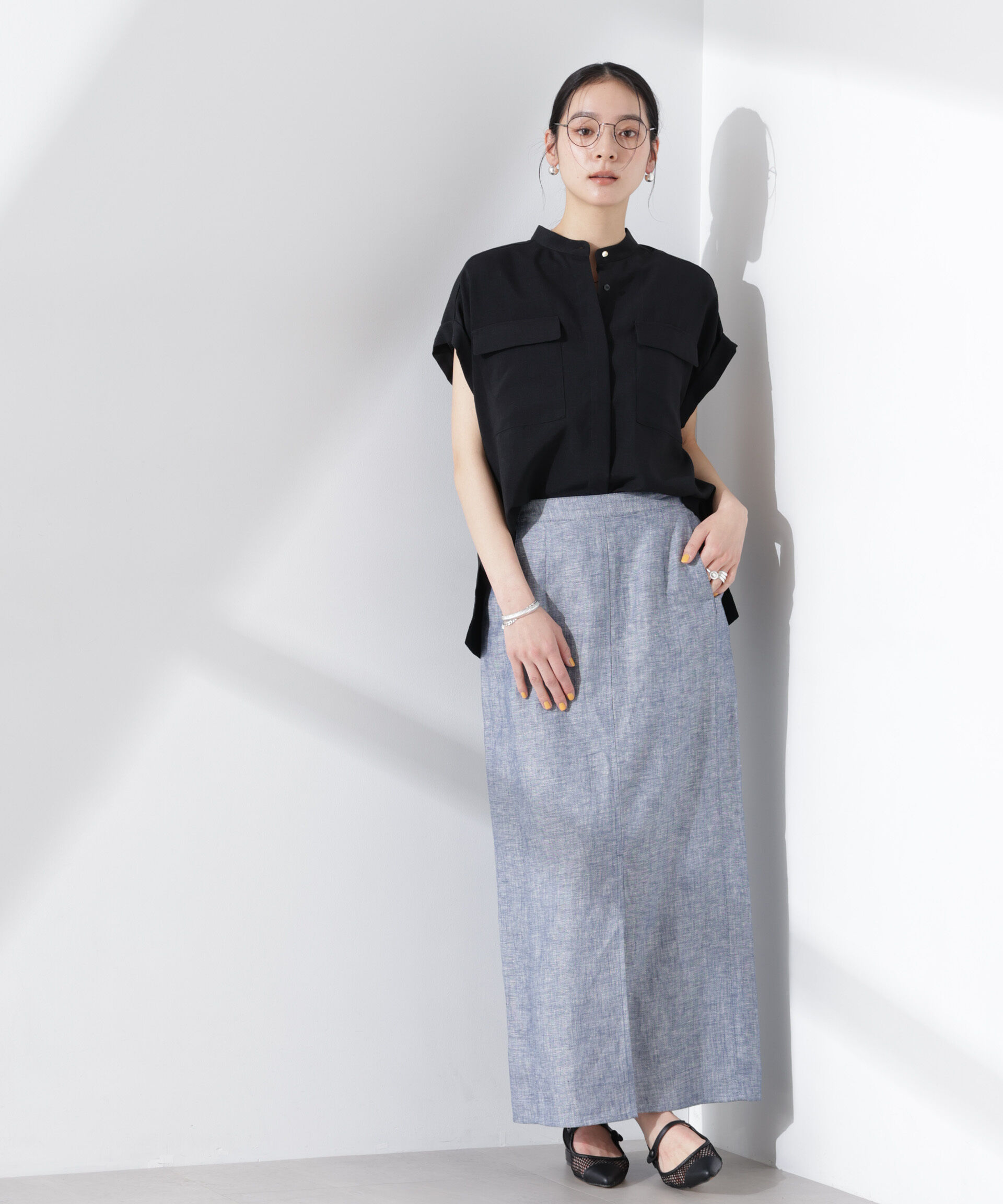 nano･universe「ヨーロピアンフラックス サイド切替Iラインスカート（セットアップ可）」|スカート|