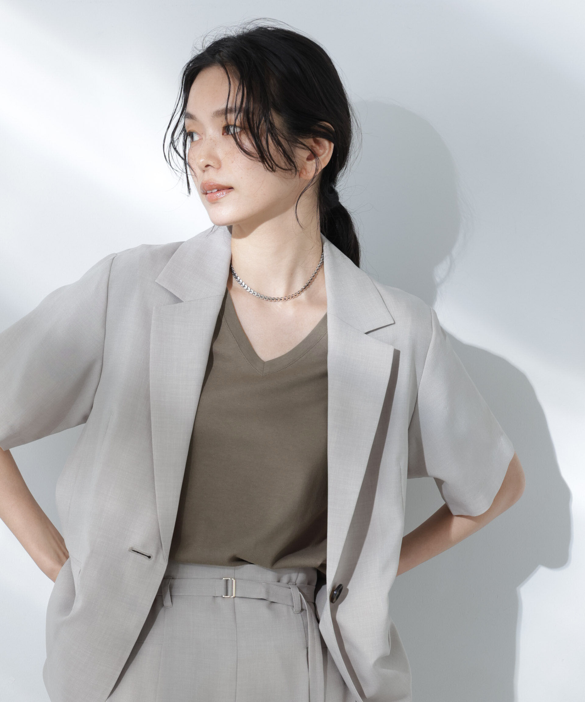 nano･universe「Anti Soaked(R) 汗染み防止VネックTシャツ」|Tシャツ・カットソー|