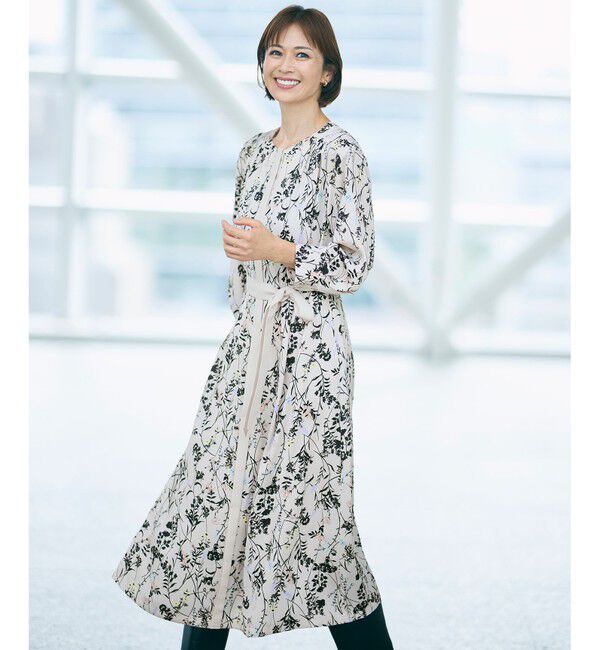 自由区「【WEB&一部店舗限定・新色追加・定番人気・着用動画あり】ハーバルフロープリント8分袖 ワンピース」|ワンピース|ｼｬﾝﾊﾟﾝ