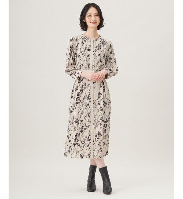 自由区「【WEB&一部店舗限定・新色追加・定番人気・着用動画あり】ハーバルフロープリント8分袖 ワンピース」|ワンピース|