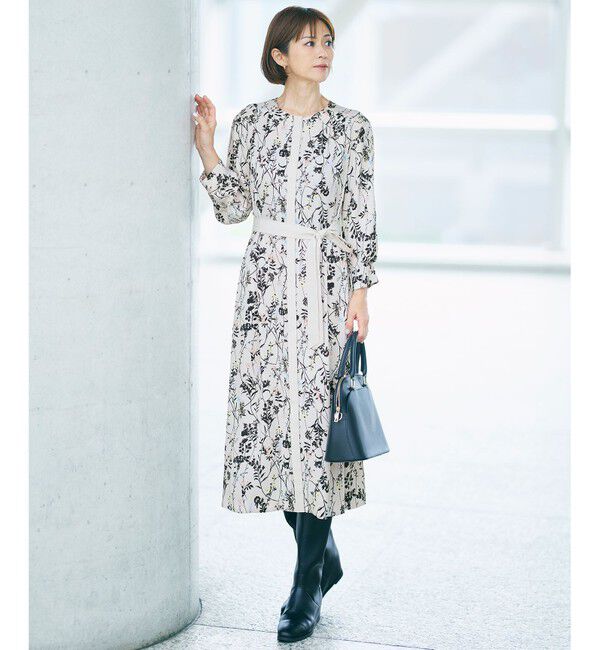 自由区「【WEB&一部店舗限定・新色追加・定番人気・着用動画あり】ハーバルフロープリント8分袖 ワンピース」|ワンピース|