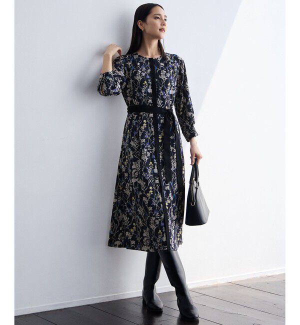 自由区「【WEB&一部店舗限定・新色追加・定番人気・着用動画あり】ハーバルフロープリント8分袖 ワンピース」|ワンピース|