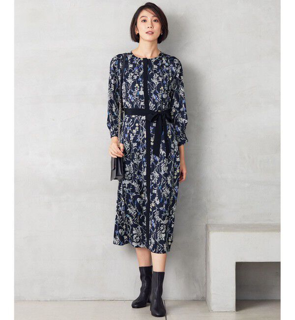 自由区「【WEB&一部店舗限定・新色追加・定番人気・着用動画あり】ハーバルフロープリント8分袖 ワンピース」|ワンピース|