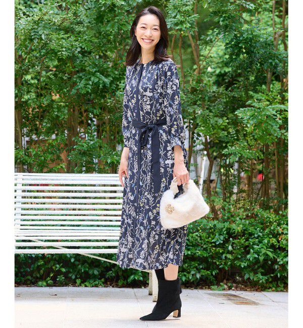 自由区「【WEB&一部店舗限定・新色追加・定番人気・着用動画あり】ハーバルフロープリント8分袖 ワンピース」|ワンピース|