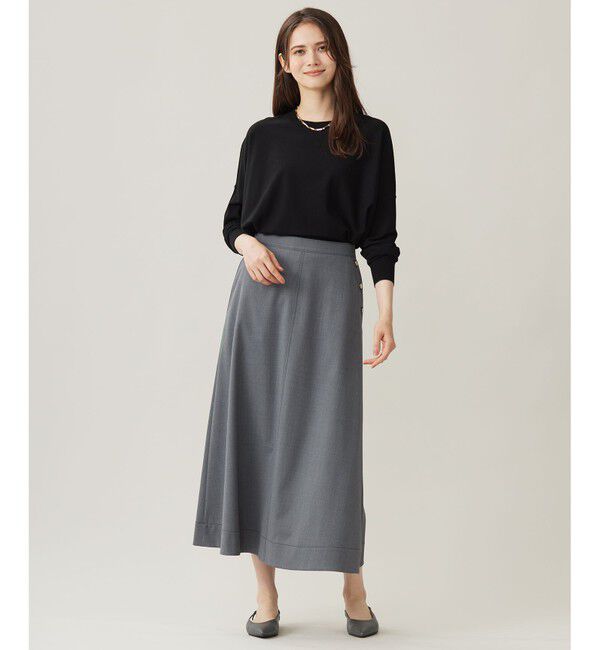 自由区「【洗える】TWラチネストレッチフレア スカート」|スカート|