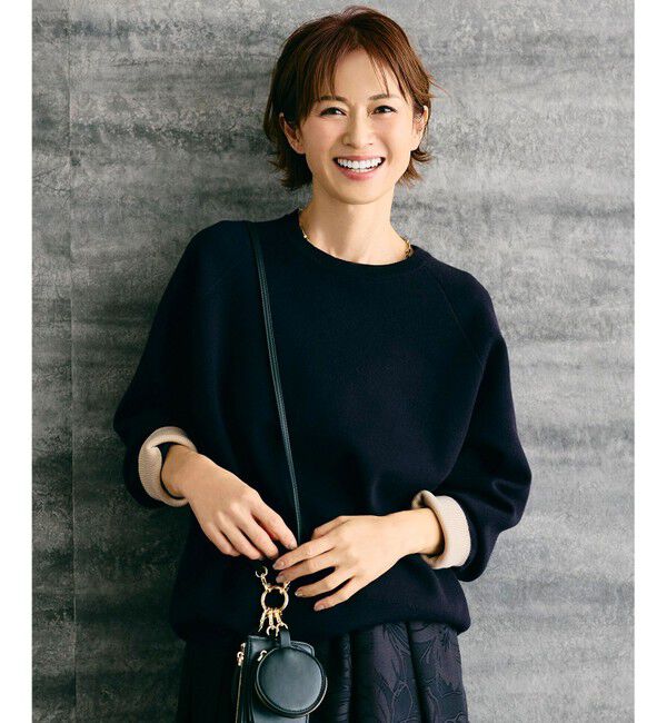 自由区「【カタログ掲載】スムージーラグランスリーブ ニット」|ニット・セーター|ブラック