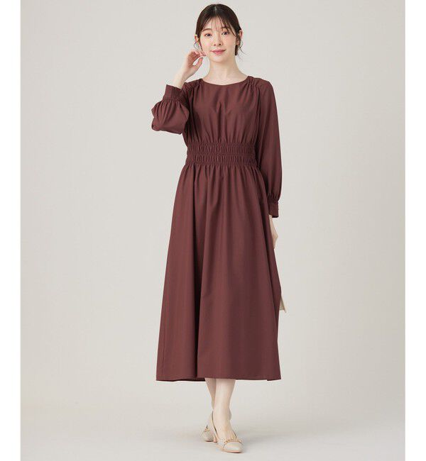 any SiS「【洗える】シャーリングディテール ワンピース」|ワンピース|テラコッタ