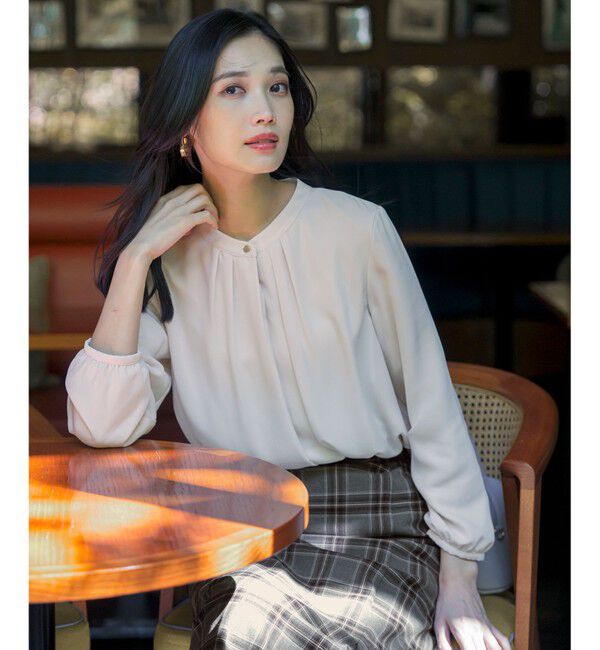 ANY SIS「【裏起毛】エニポカ バンドカラー ブラウス」|シャツ・ブラウス|アイボリー