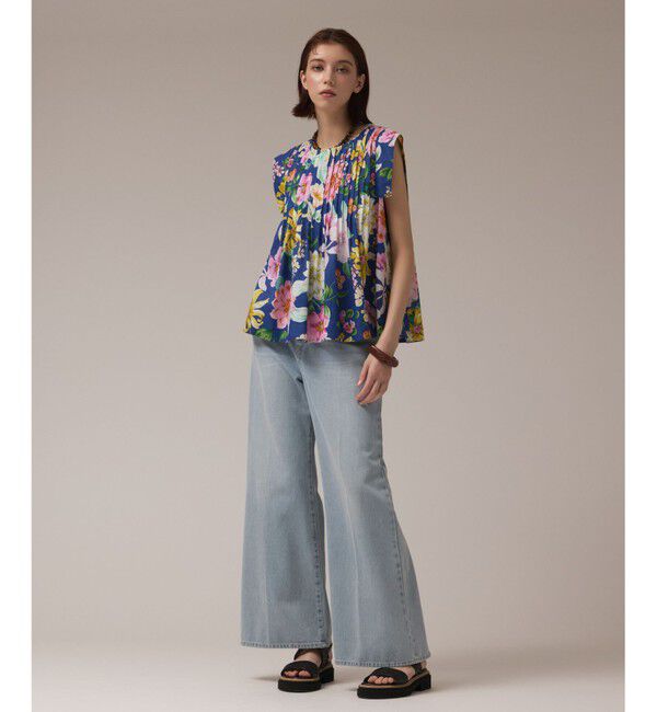 GRACE CONTINENTAL「フラワープリントタックブラウス」|シャツ・ブラウス|