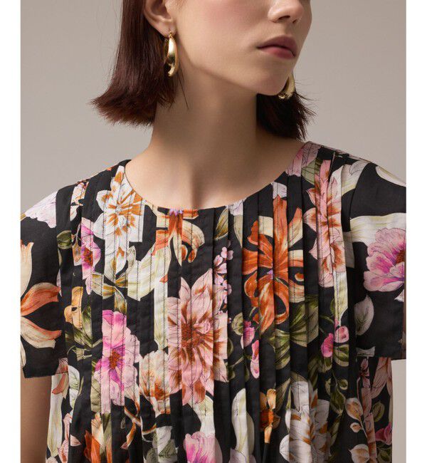 GRACE CONTINENTAL「フラワープリントタックブラウス」|シャツ・ブラウス|