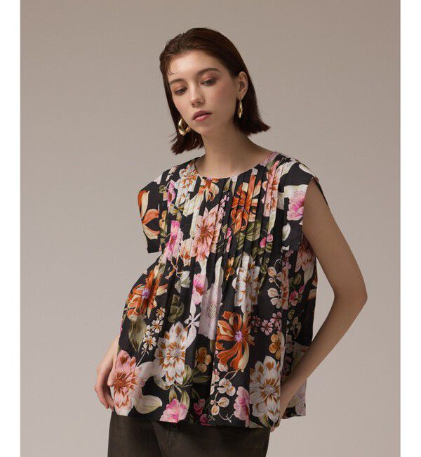 GRACE CONTINENTAL「フラワープリントタックブラウス」|シャツ・ブラウス|