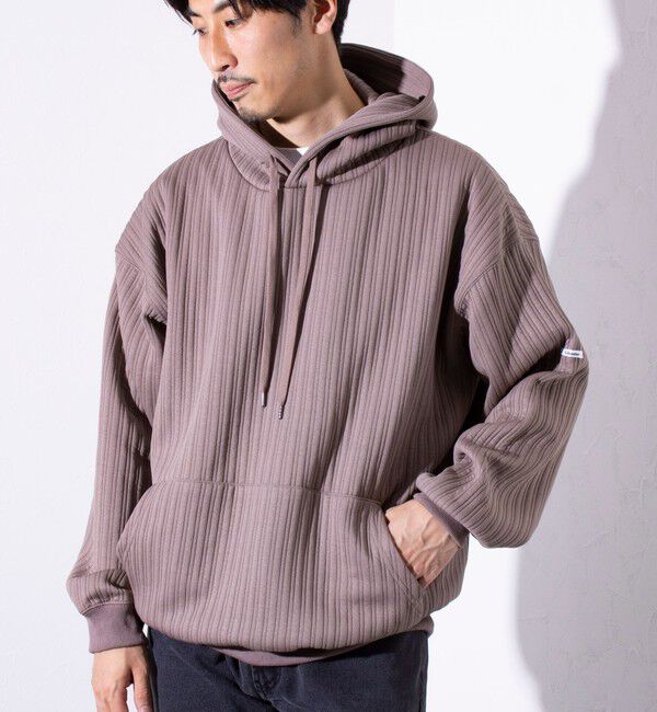 GLOSTER「【GLOSTER/グロスター】ストライプ キルティング  プルオーバーパーカー フーディ 」|パーカー|ベージュ