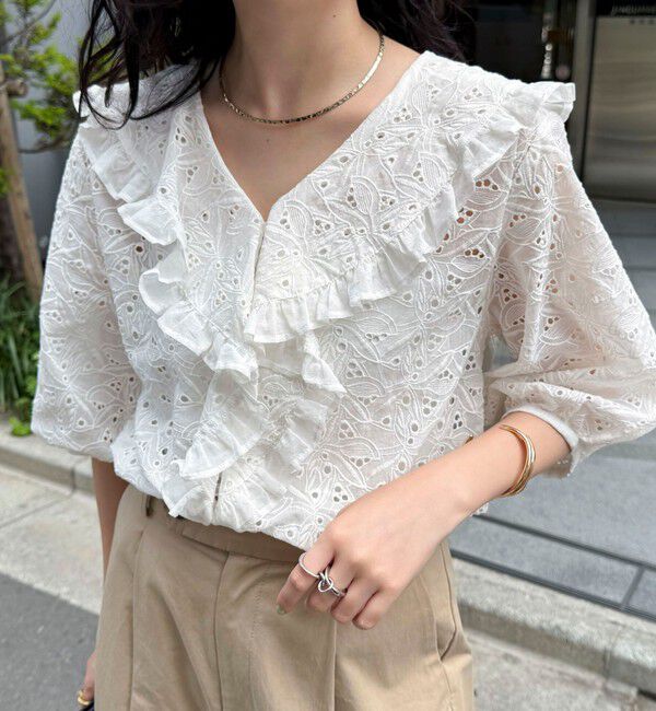 fredy emue「レースフリルカラーブラウス」|シャツ・ブラウス|