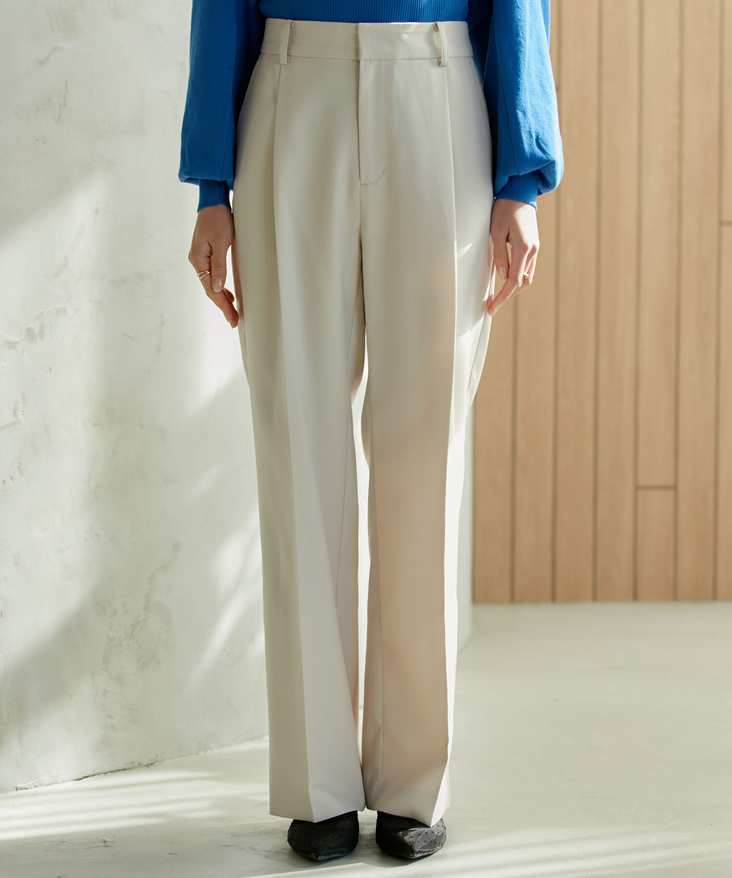 VIS「美HITワンタックストレートパンツ【洗える】」|スラックス|