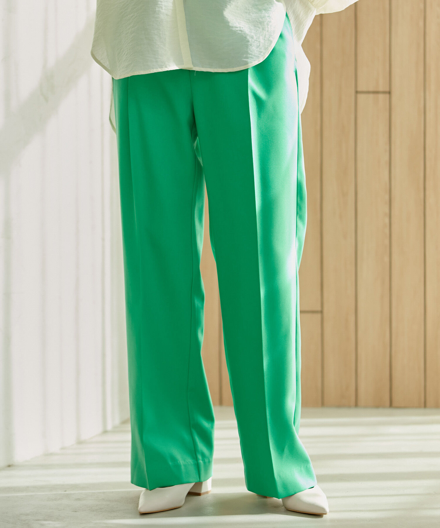 VIS「美HITワンタックストレートパンツ【洗える】」|スラックス|