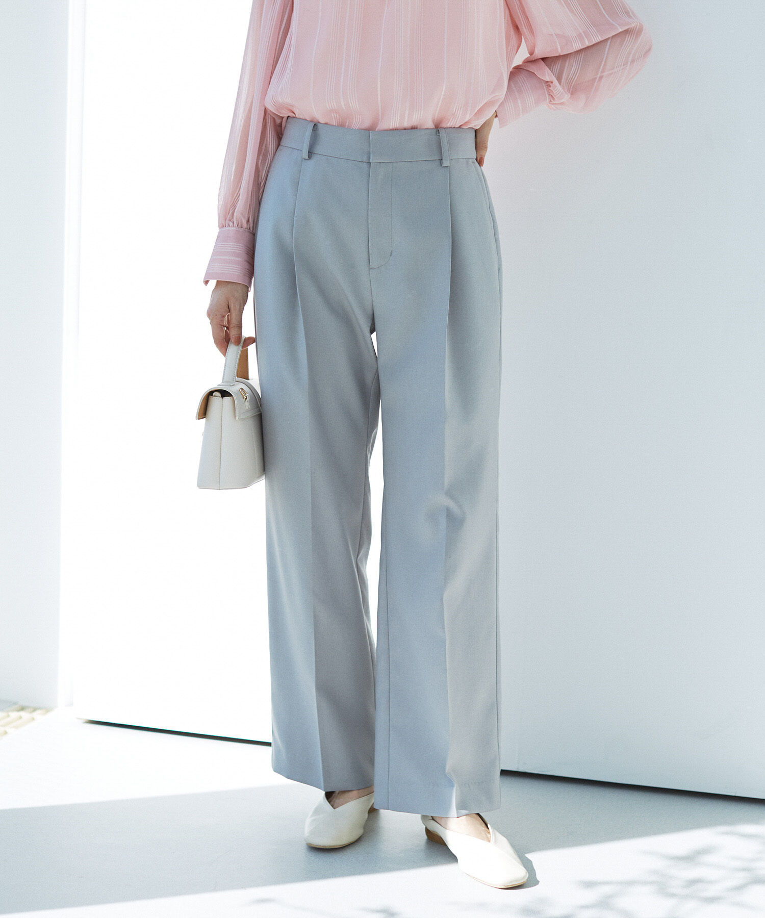 VIS「美HITワンタックストレートパンツ【洗える】」|スラックス|