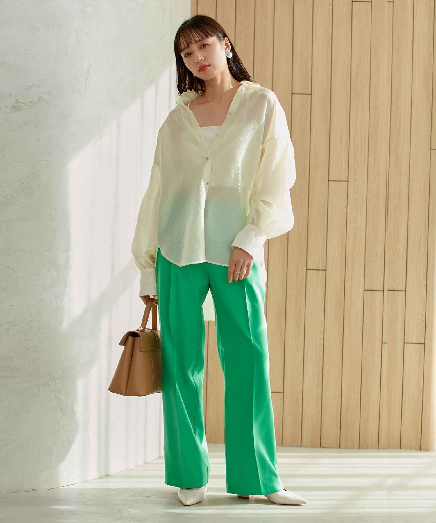 VIS「美HITワンタックストレートパンツ【洗える】」|スラックス|