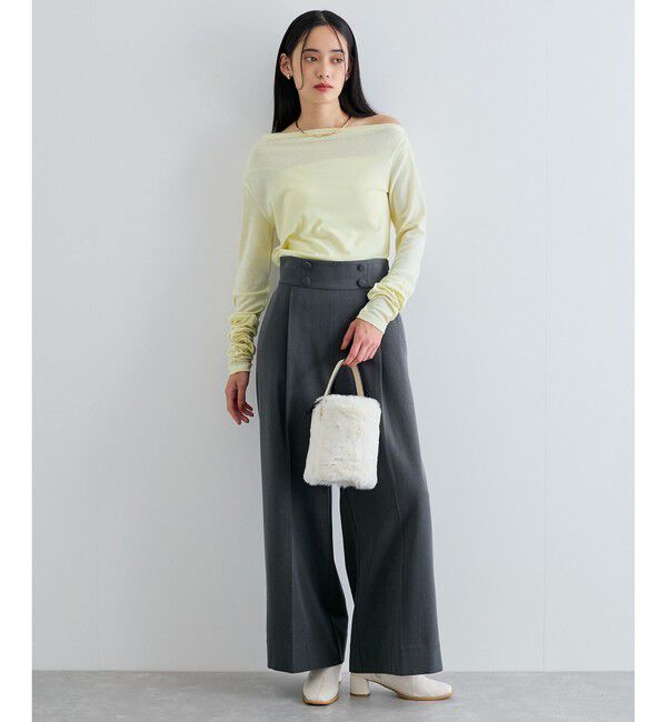 VIS「【洗える】ドレープオフショルダーロングTシャツ」|Tシャツ・カットソー|