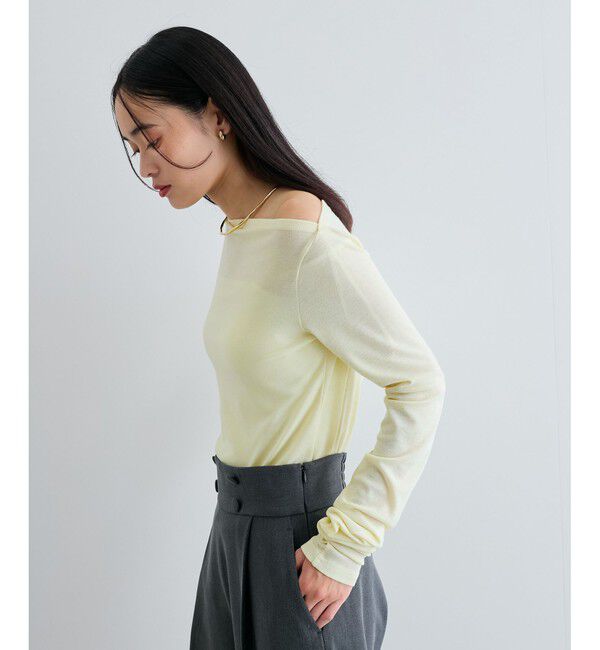 VIS「【洗える】ドレープオフショルダーロングTシャツ」|Tシャツ・カットソー|