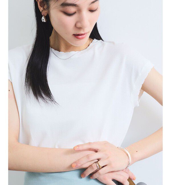 VIS「【WEB限定】パールフリルリブサマー半袖ニット」|ニット・セーター|