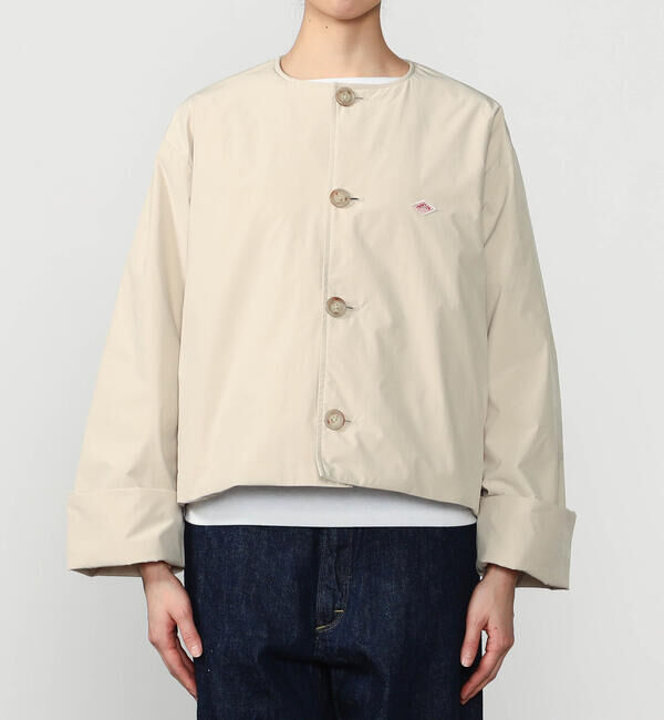 DANTON「DANTON | ピーチタフタ 中綿ノーカラージャケット WOMEN」|ダウン|