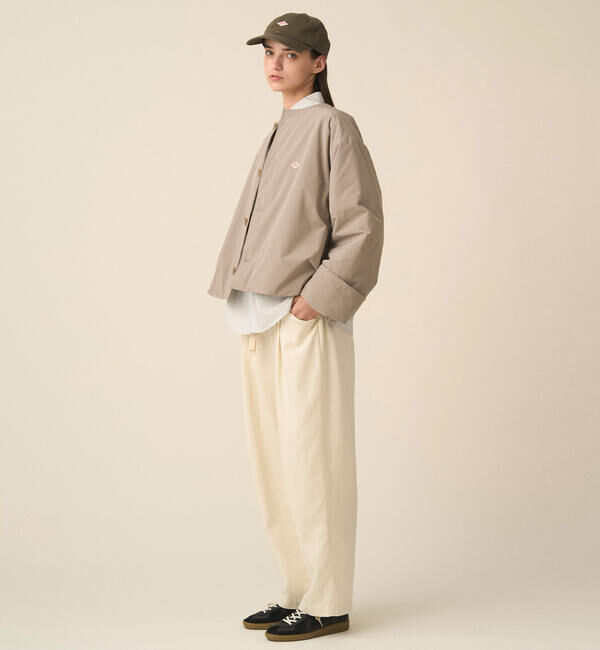 DANTON「DANTON | ピーチタフタ 中綿ノーカラージャケット WOMEN」|ダウン|