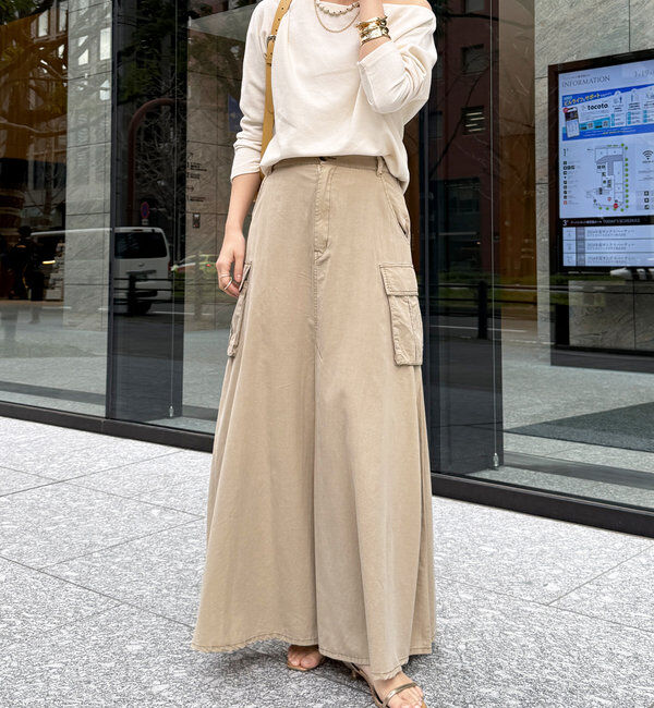  「綿リヨセルピグメント加工カーゴスカート」|スカート|