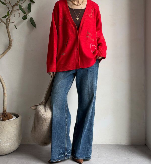  「【WEB限定】 刺繍ニットカーディガン」|カーディガン|